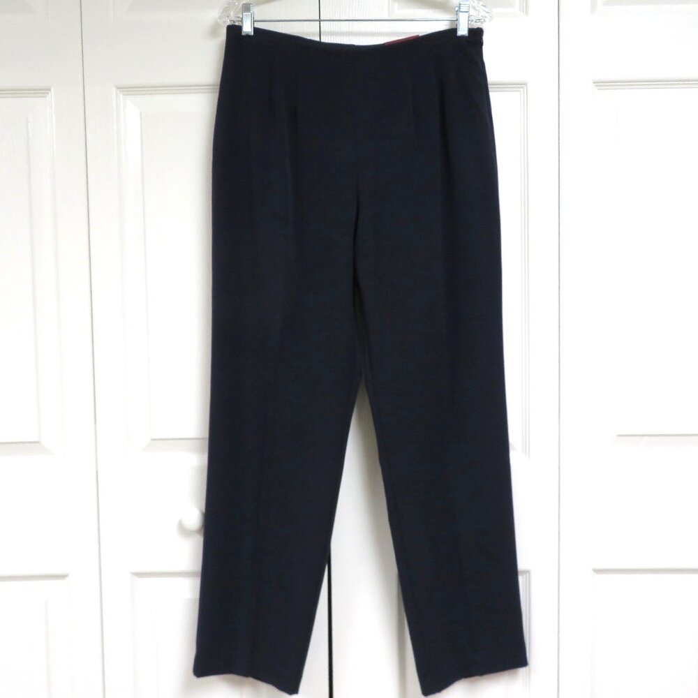 JM Collection 12P Navy Blue Solid Trouser